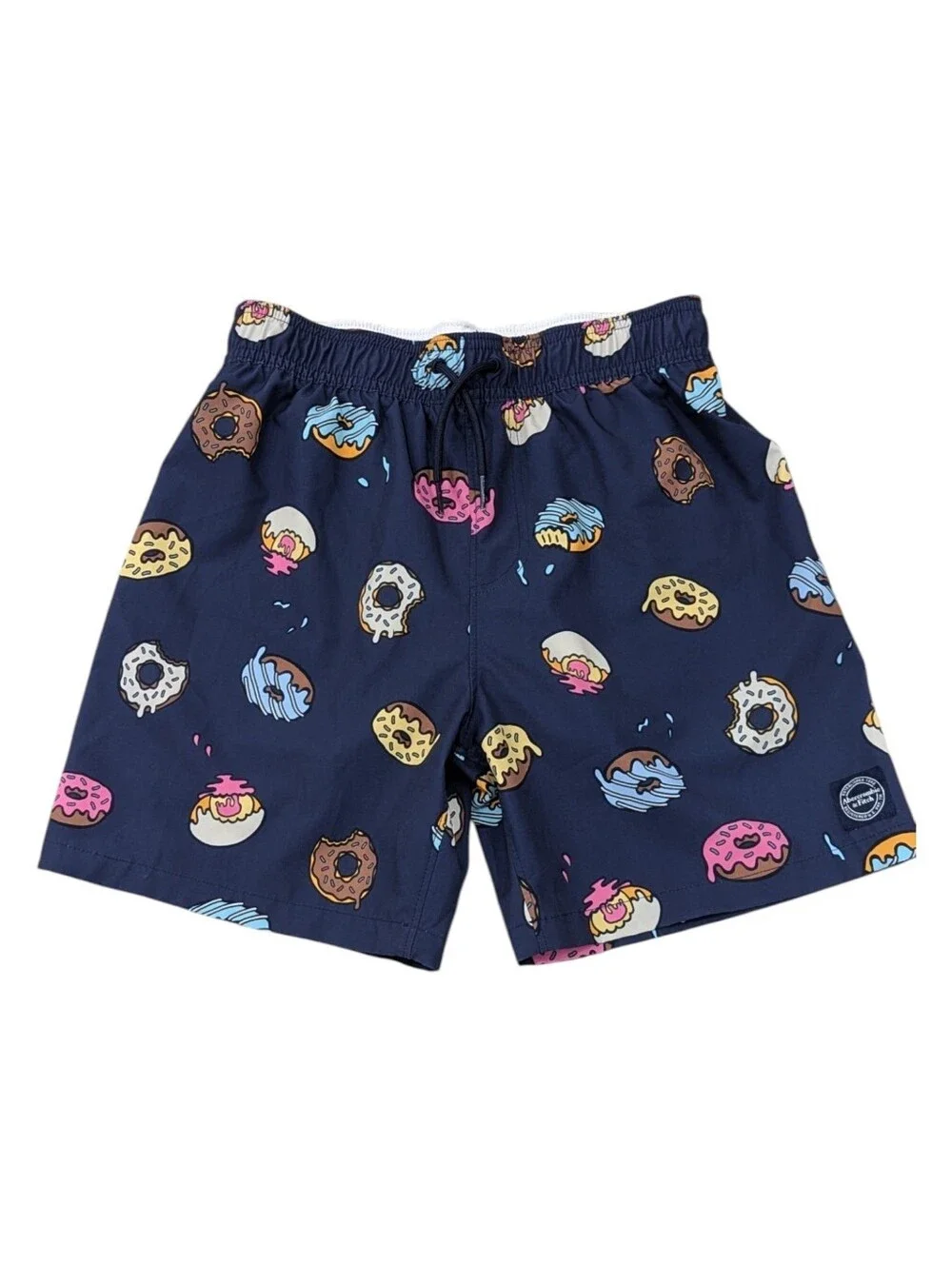 Abercrombie Kids A&F Navy Blue Donut Swim Trunks Swimsuit Board Shorts Boy 11 12